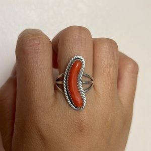 Vintage sterling silver coral ring